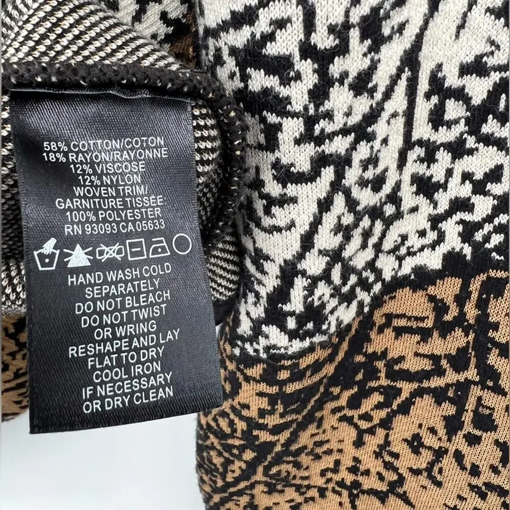 Nic + Zoe Santana Cardigan Sweater Jacket Leafs Metal Clasp Printed Size Medium - Picture 11 of 11